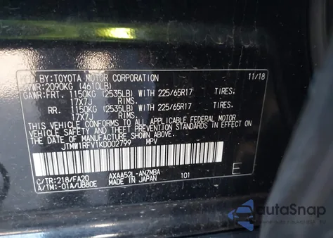 2019 Toyota Rav4 Xle z USA, uszkodzony, nr VIN JTMW1RFV1KD002799